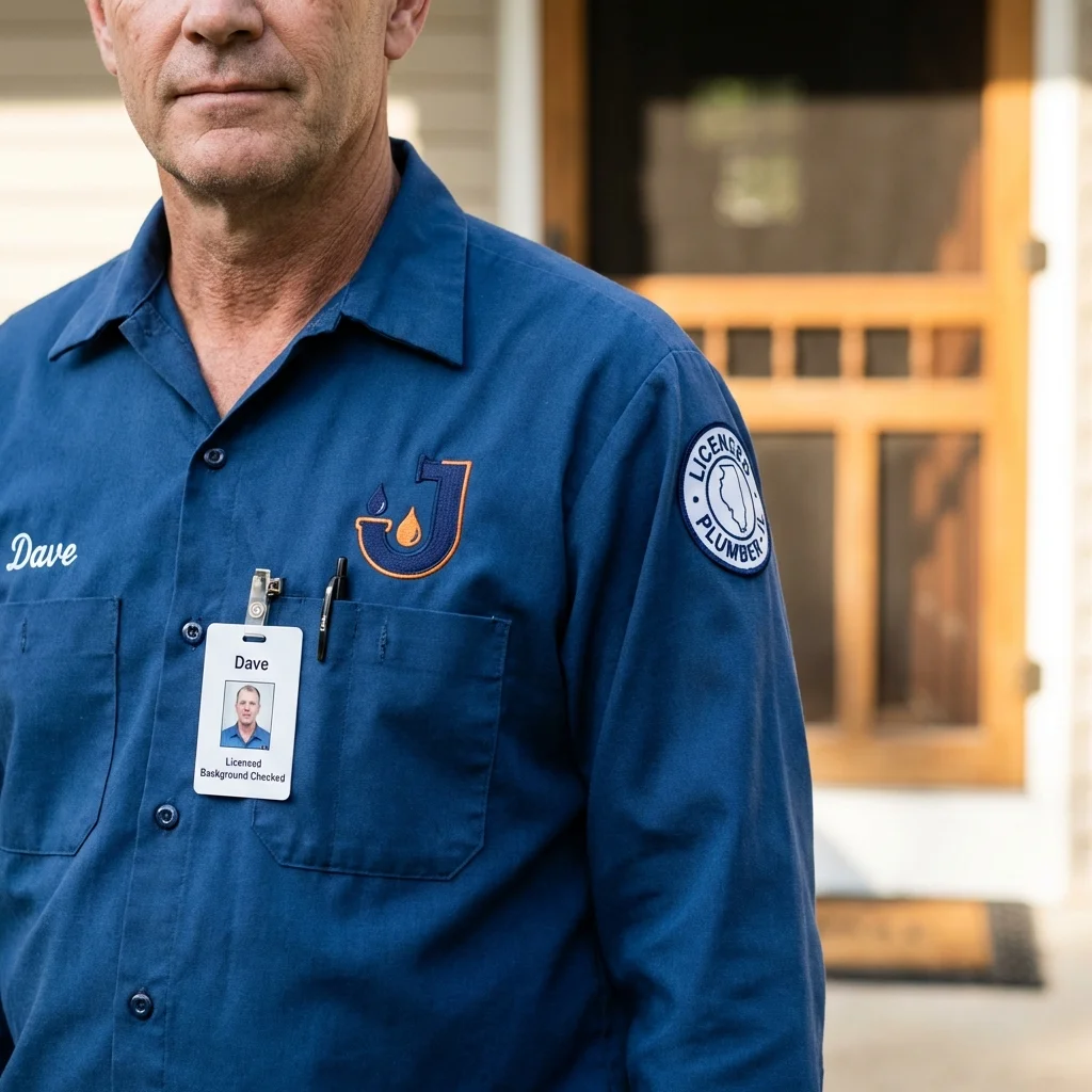 Licensed plumber showing ID badge in Cass City, MI
