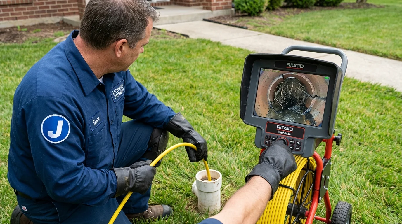 Sewer camera inspection being performed by Johns Plumbing LLC in Cass City