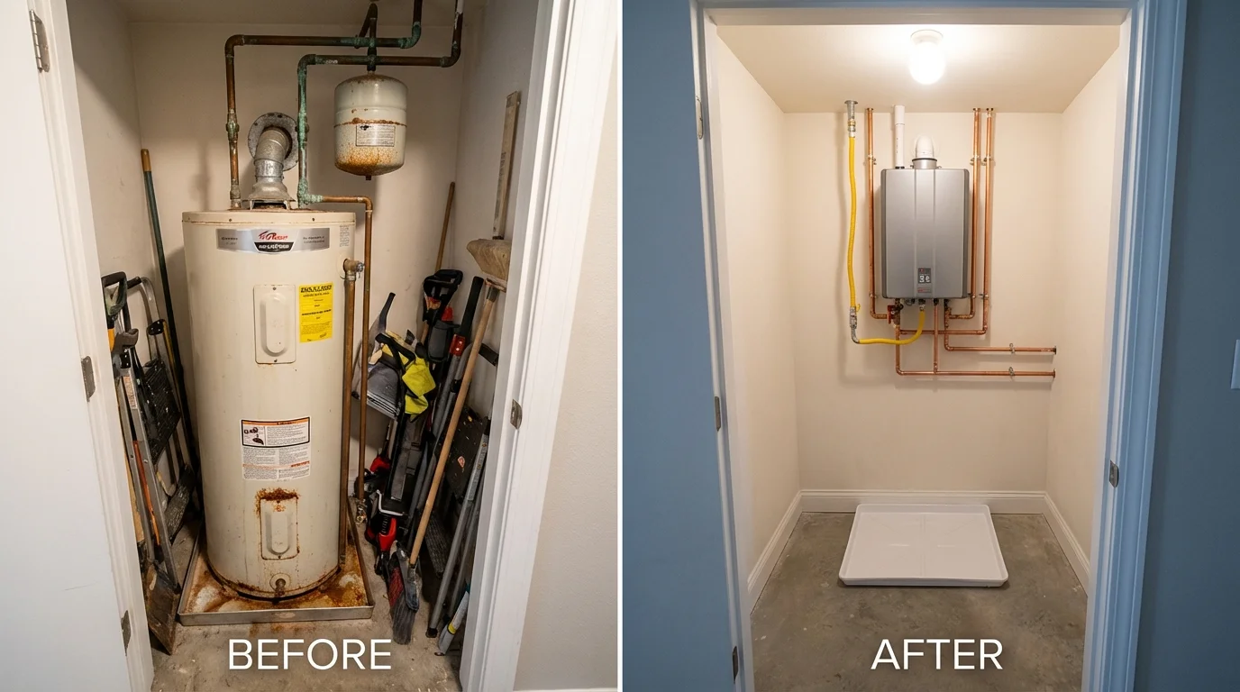 Tank water heater versus wall-mounted tankless unit comparison for Cass City, MI homeowners